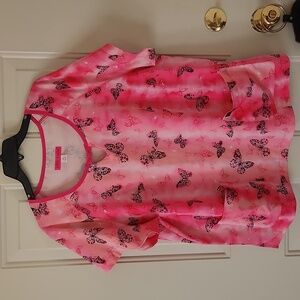 Pink Butterfly Print Women's Top